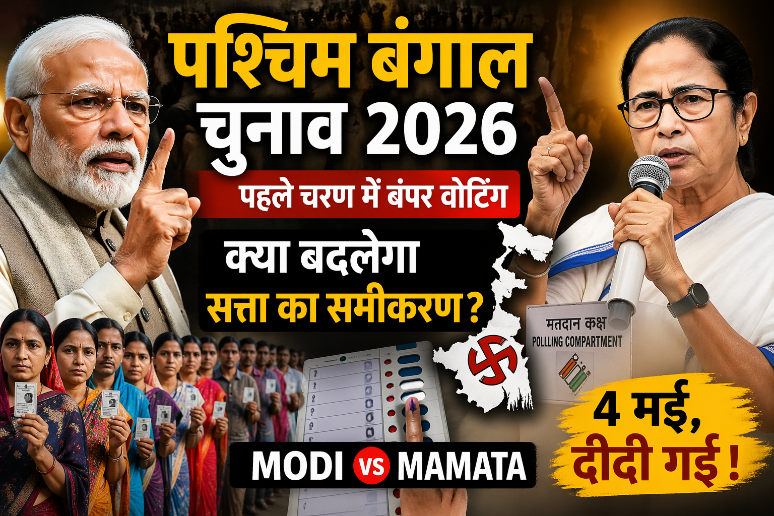 West Bengal Elections 2026: पहले चरण में बंपर वोटिंग, क्या बदलेगा सत्ता का समीकरण? मोदी vs ममता